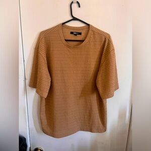 Fashion Nova Tan short sleeve mesh-like t shirt - Large